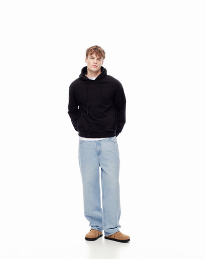 Jean oversized fit tiro medio indigo claro