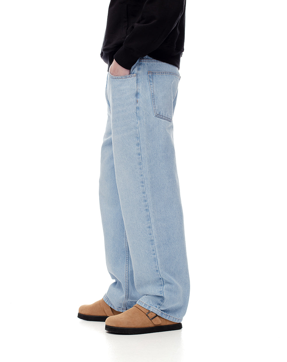Jean oversized fit tiro medio indigo claro