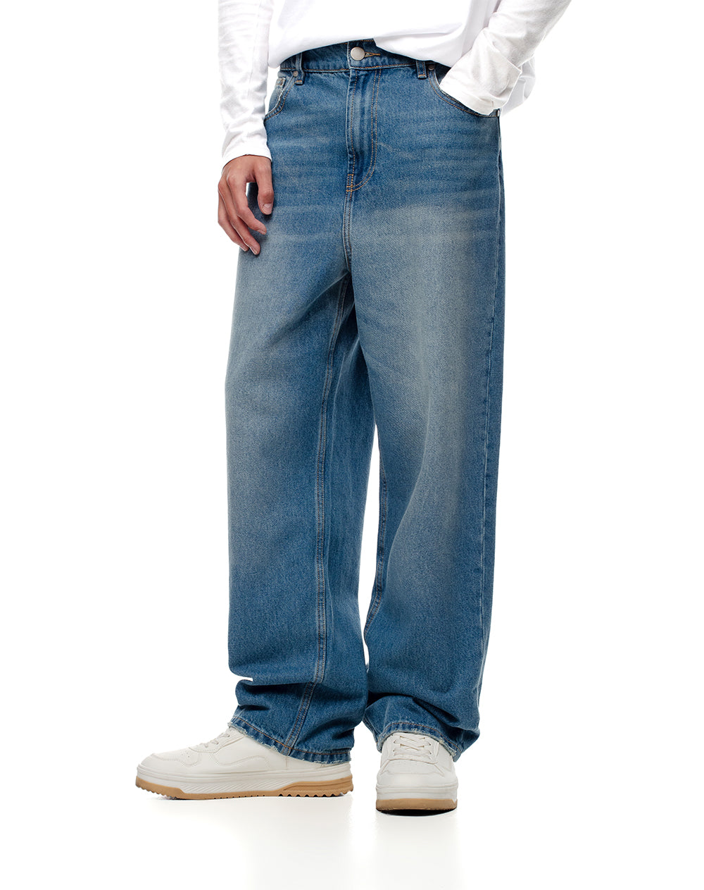 Jean oversized fit tiro medio indigo