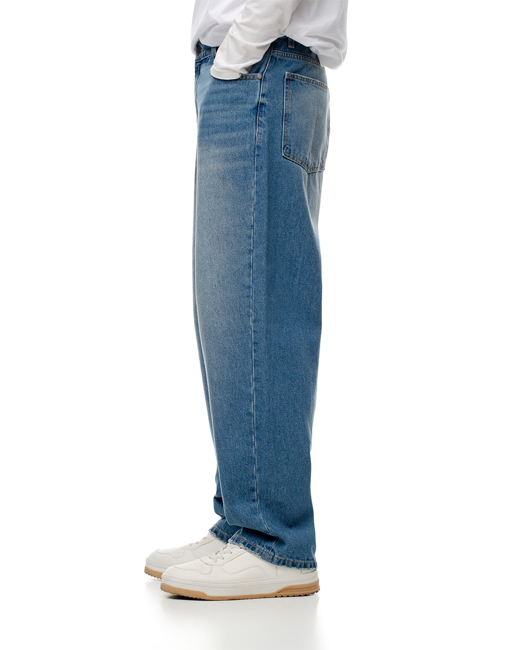 Jean oversized fit tiro medio indigo