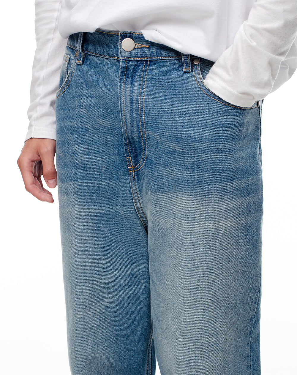 Jean oversized fit tiro medio indigo