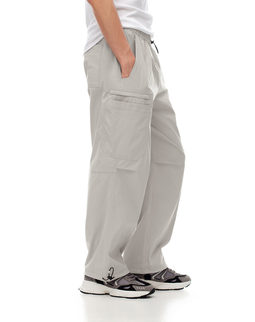 Pantalón loose fit tiro medio taupe