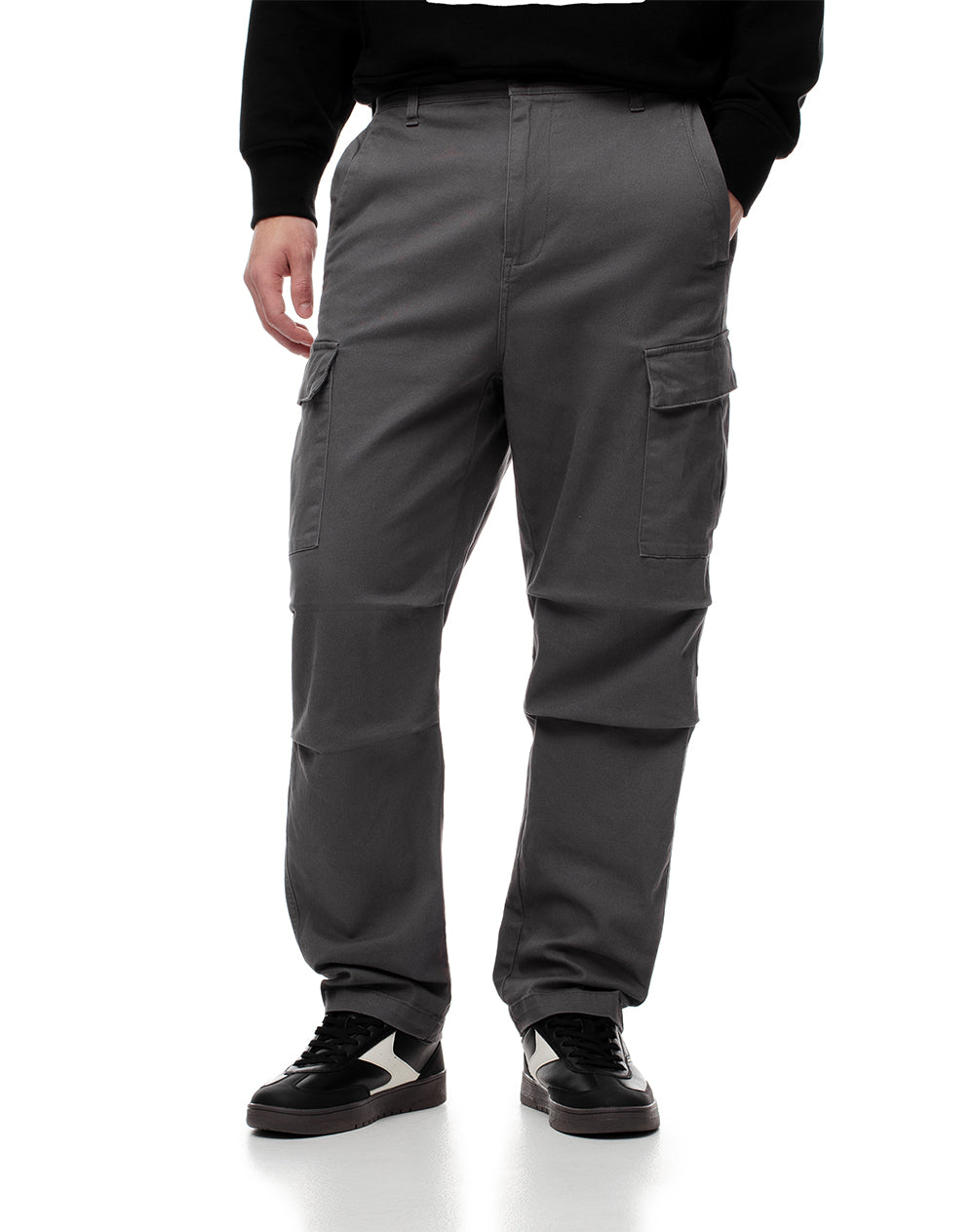 Cargo regular fit tiro medio gris