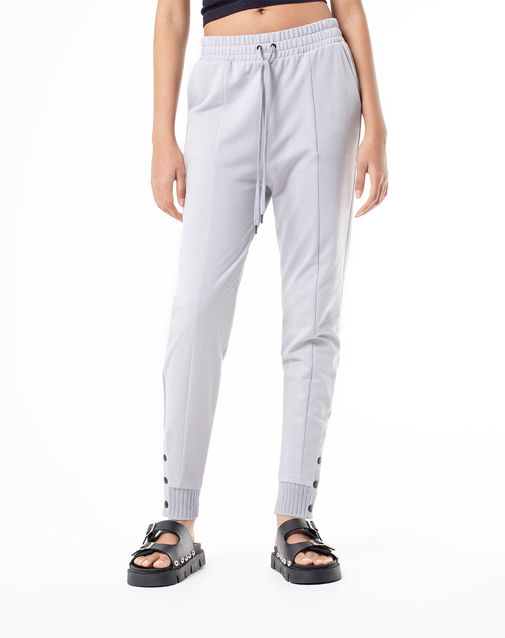 Jogger tiro medio algodón gris mujer