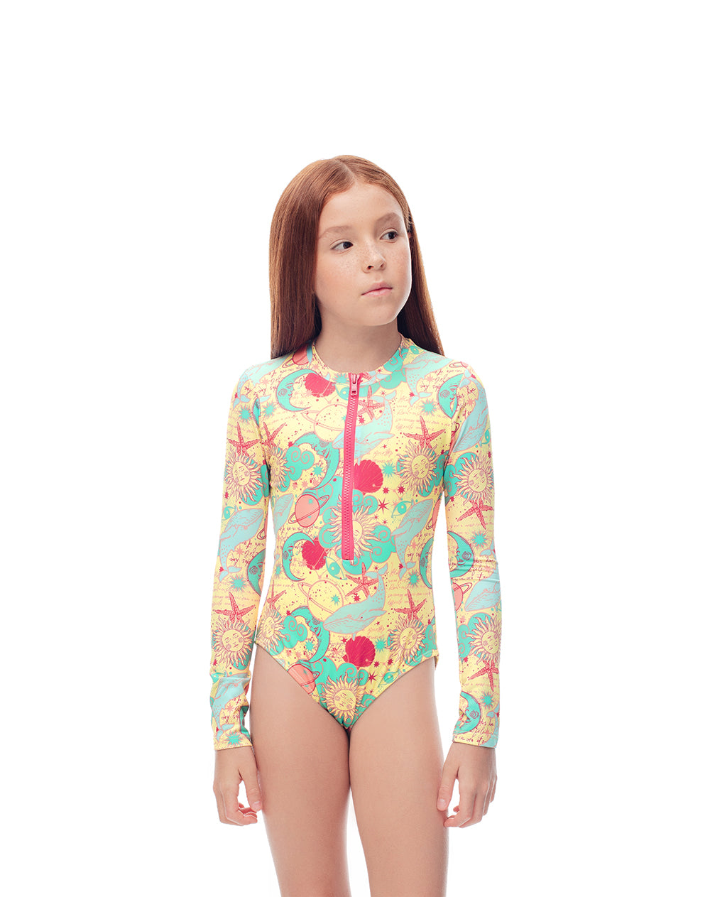 Vestido de baño crema estampado