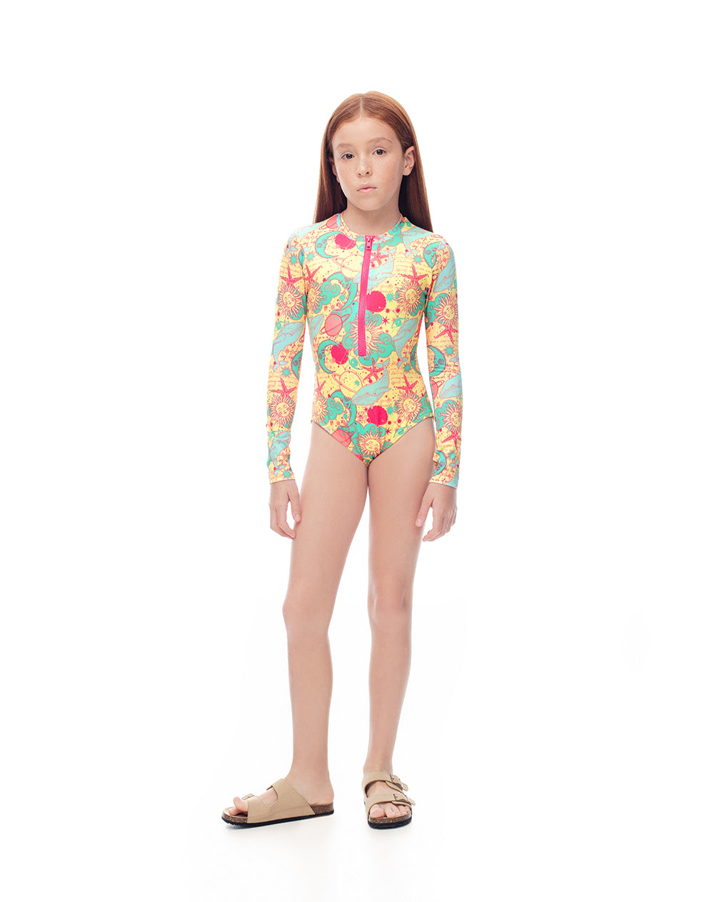 Vestido de baño crema estampado