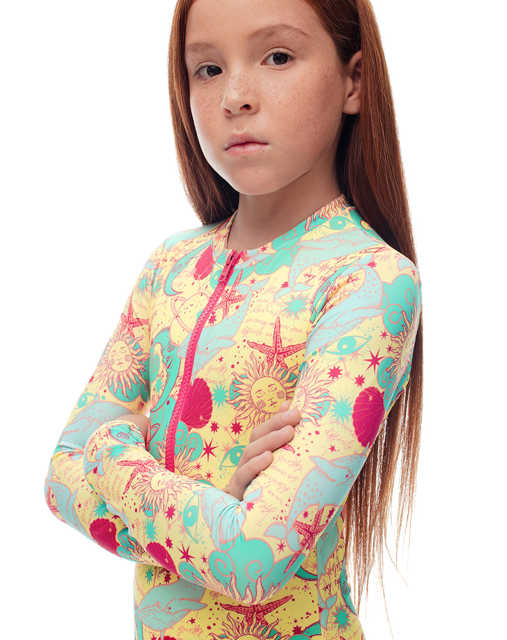 Vestido de baño crema estampado