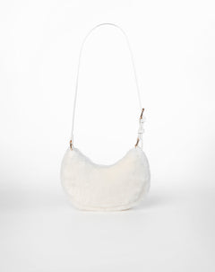 Bolso tipo baguette textura peluche blanco niña