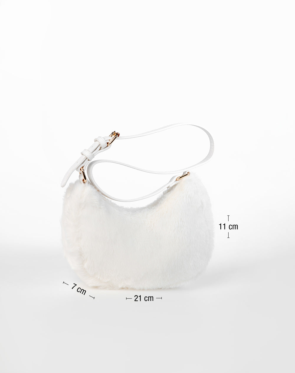 Bolso tipo baguette textura peluche blanco niña