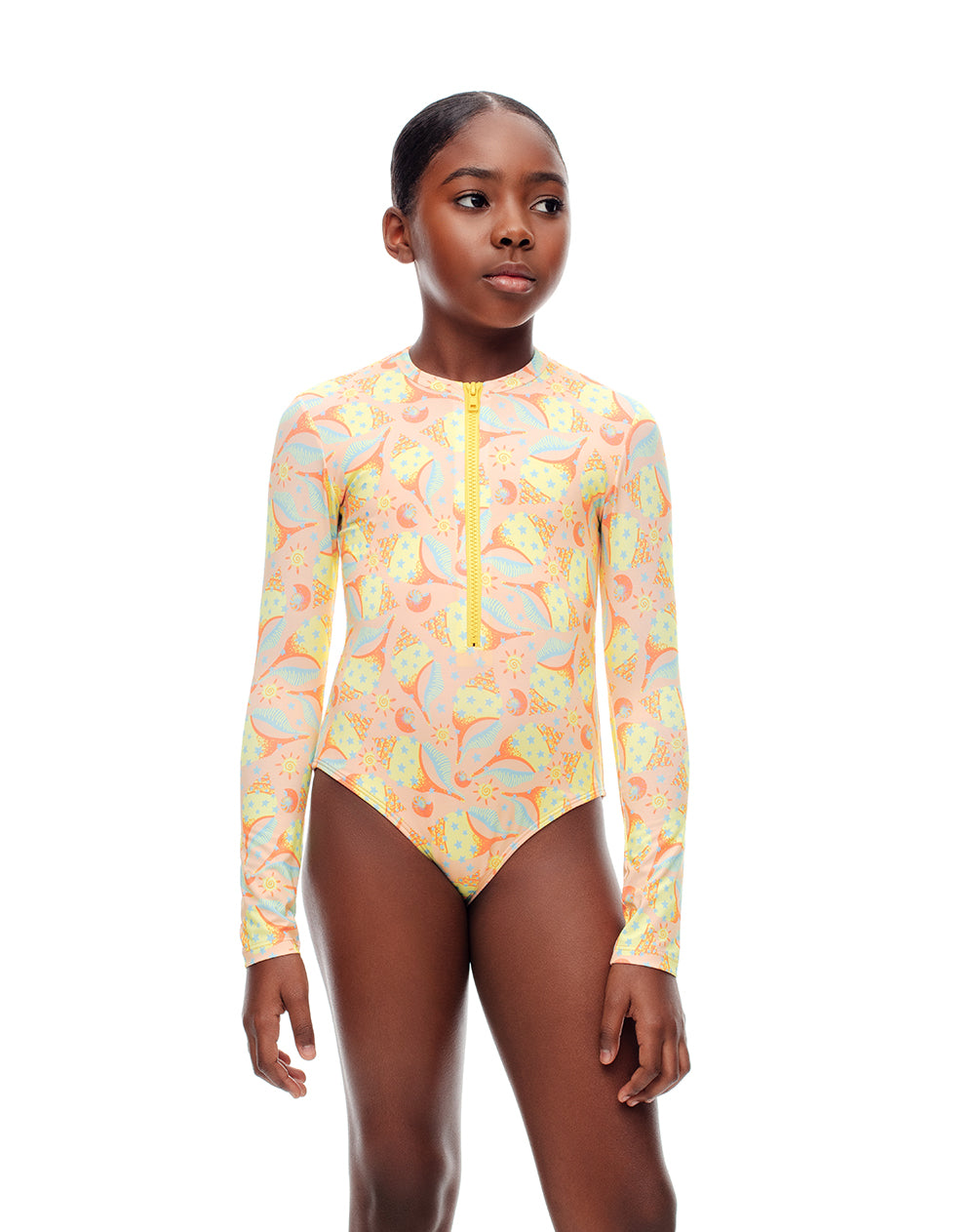 Vestido de baño amarillo estampado
