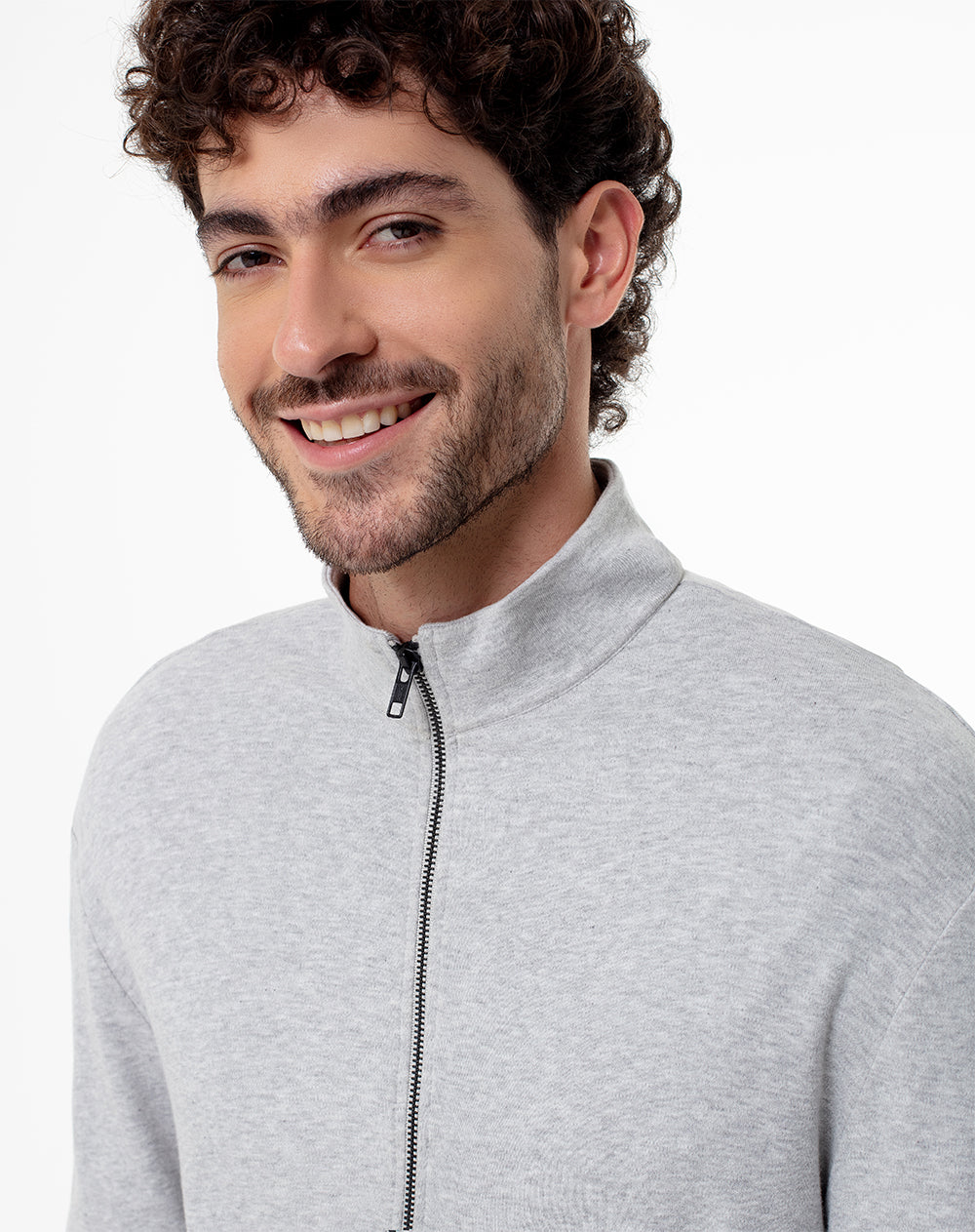 Chaqueta regular fit sin capucha gris jaspeada