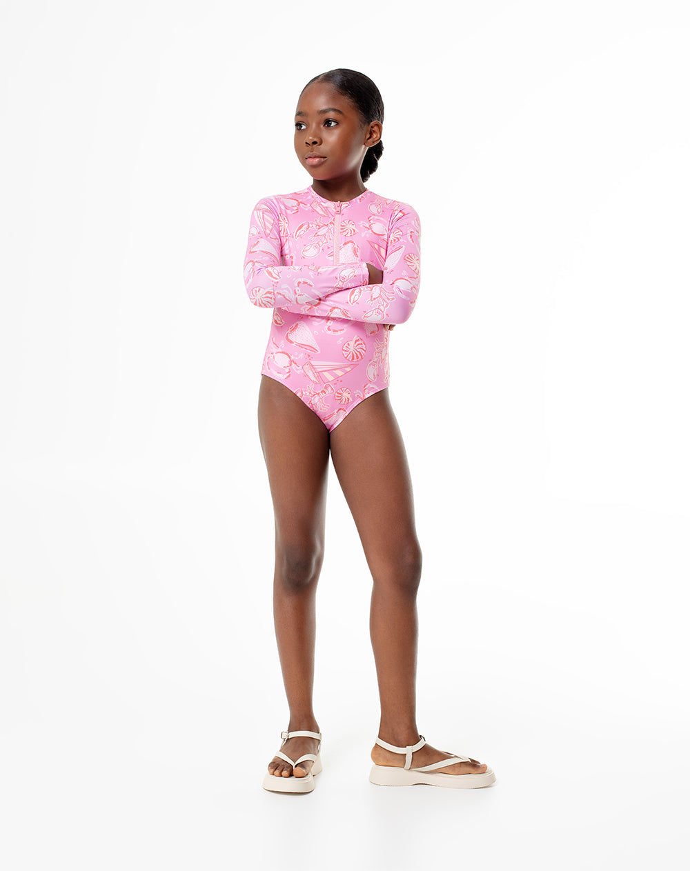 Vestido de baño rosado estampado