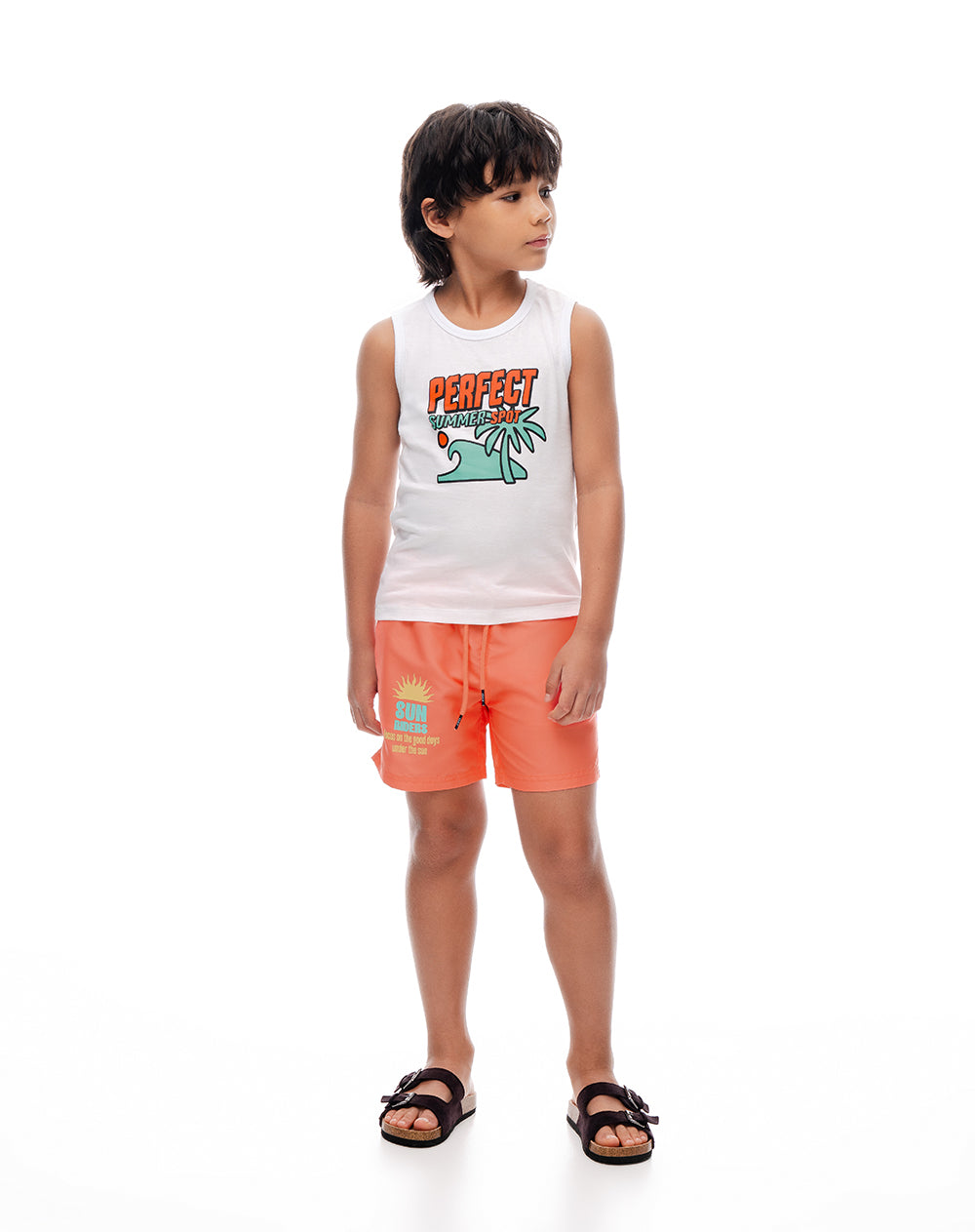 Camiseta regular blanca niño
