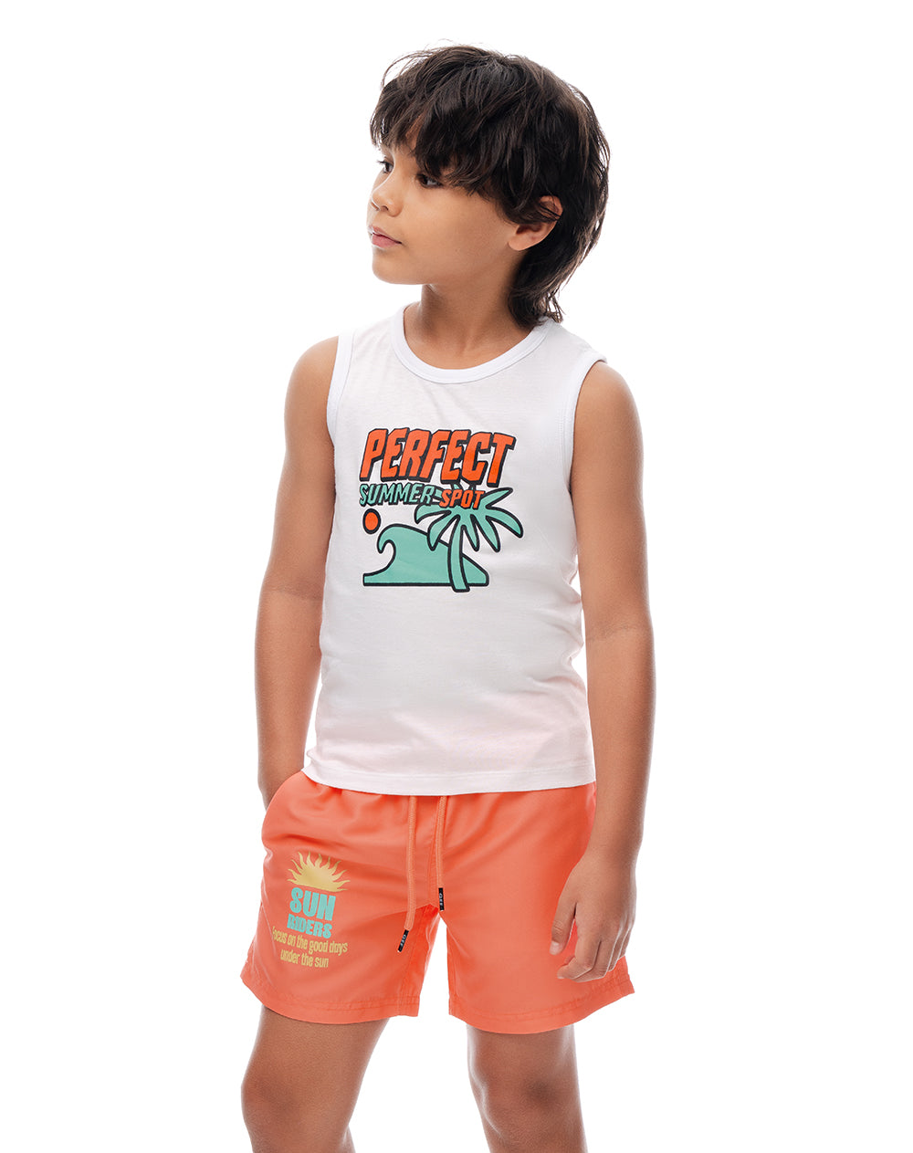 Camiseta regular blanca niño