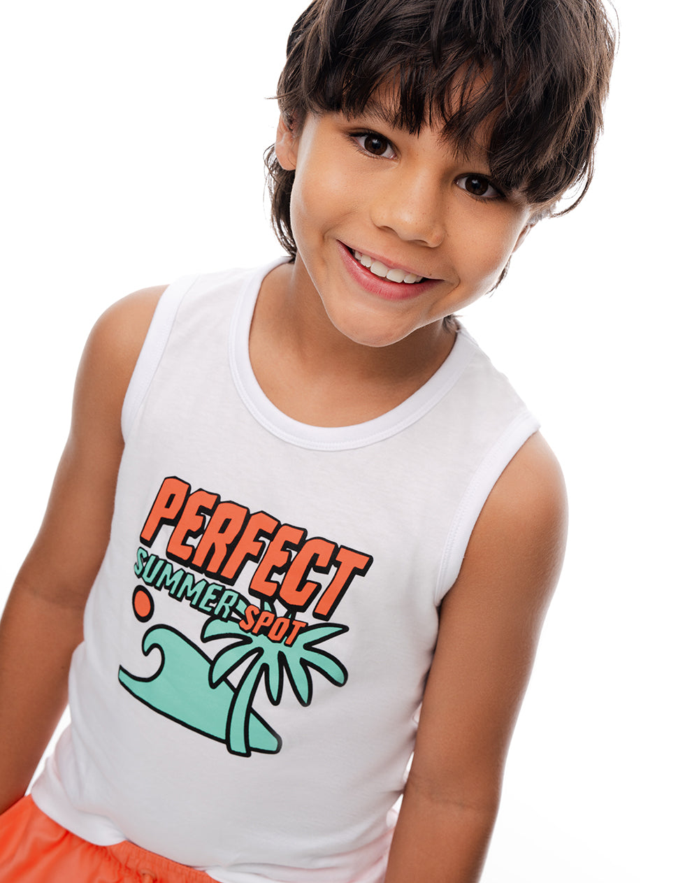 Camiseta regular blanca niño