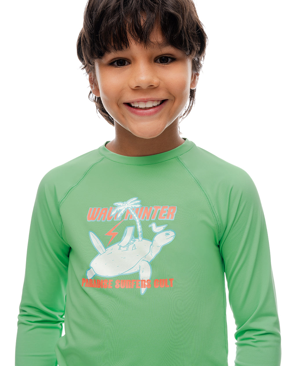 Camiseta regular manga larga verde niño