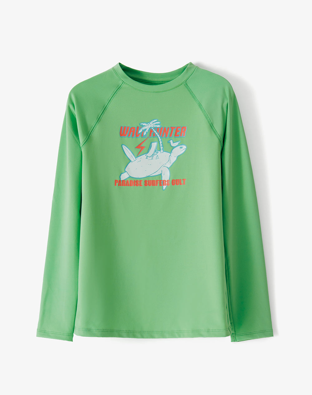 Camiseta regular manga larga verde niño