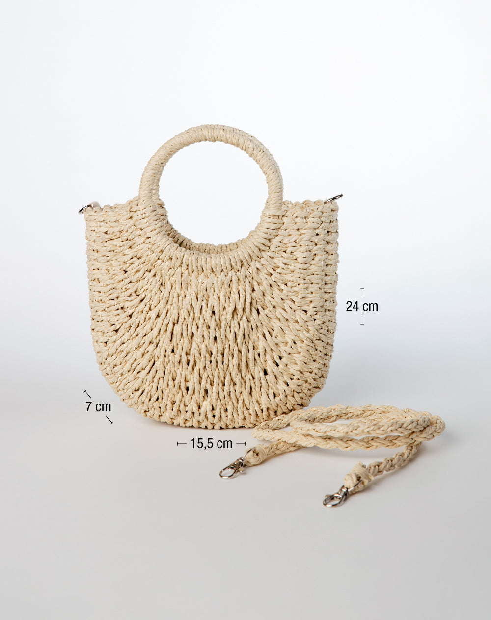 Bolso tipo cesta tejido beige mujer