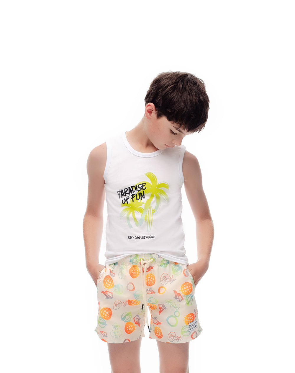 Short pantaloneta crema estampado
