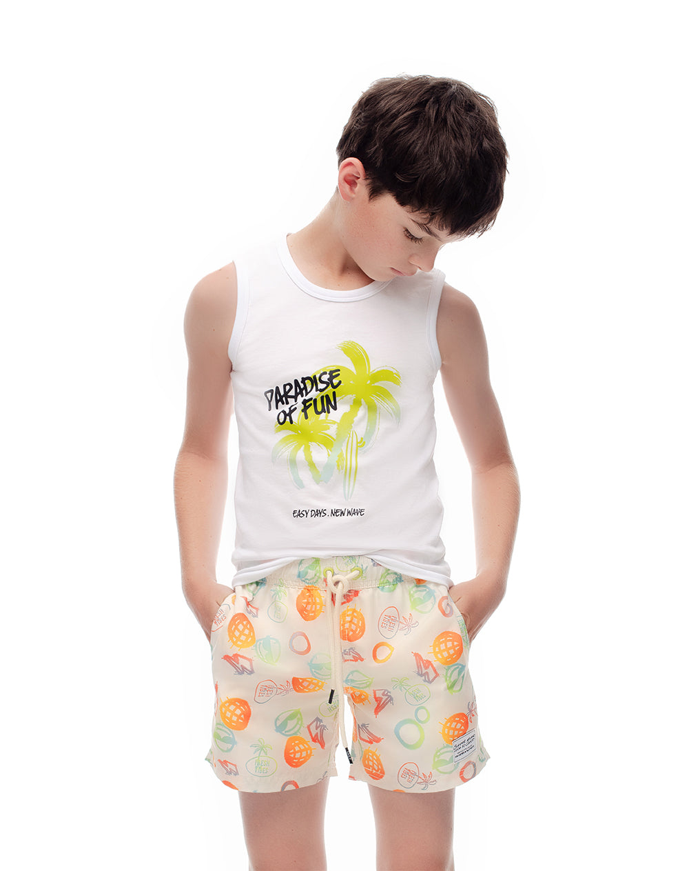 Short pantaloneta crema estampado