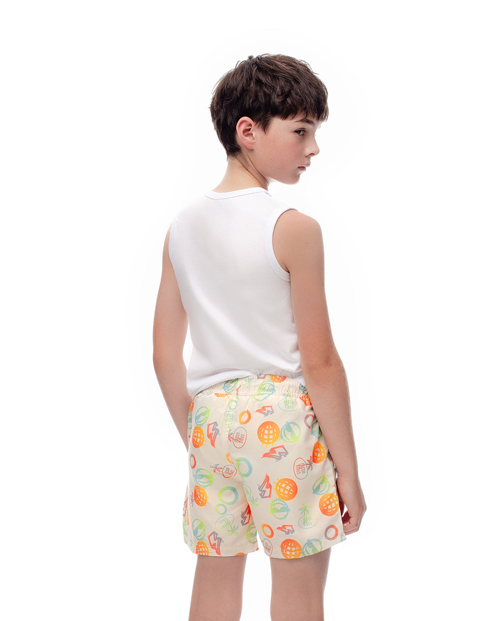 Short pantaloneta crema estampado
