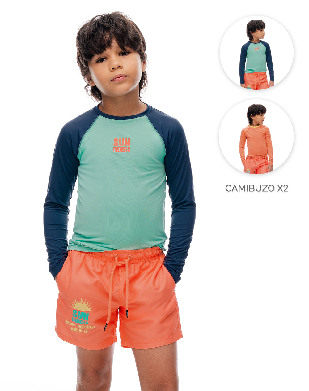 2 camisetas regular manga larga surtida niño