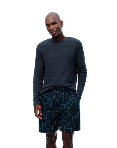 Bermuda regular fit azul con cuadros