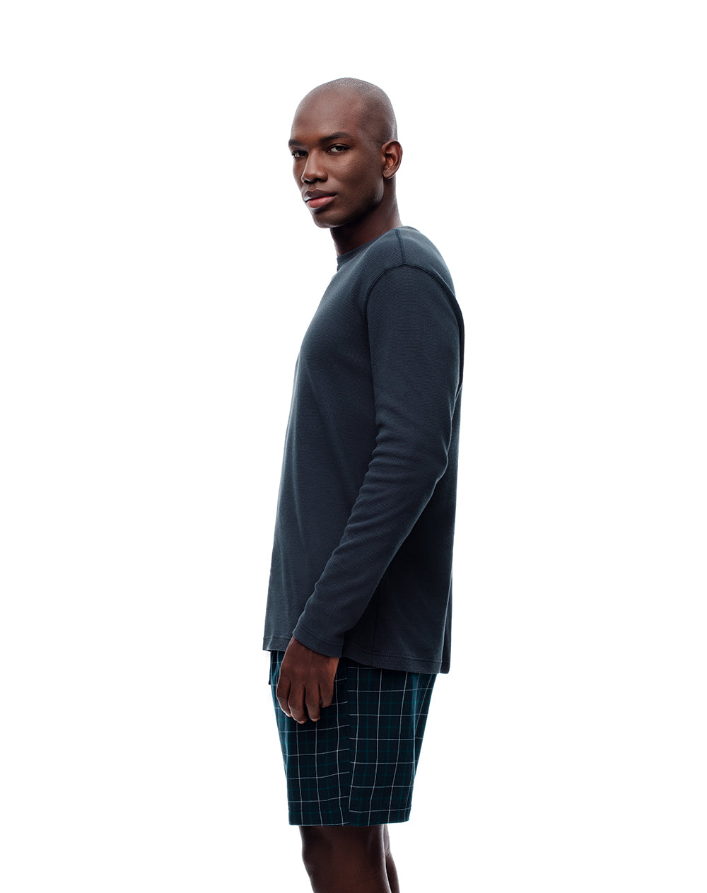 Bermuda regular fit azul con cuadros