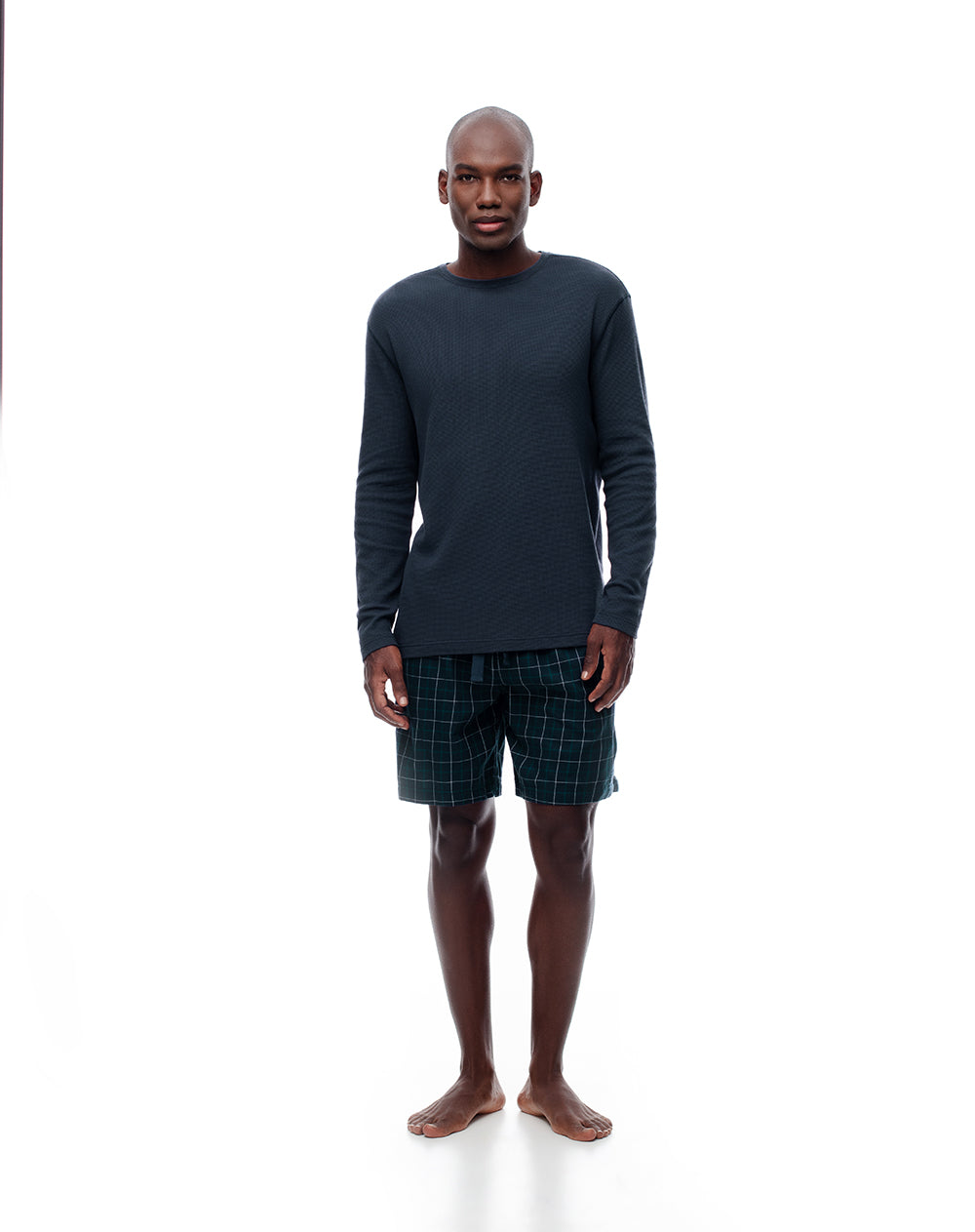 Bermuda regular fit azul con cuadros