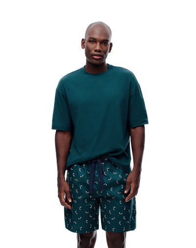 Bermuda regular fit verde estampada