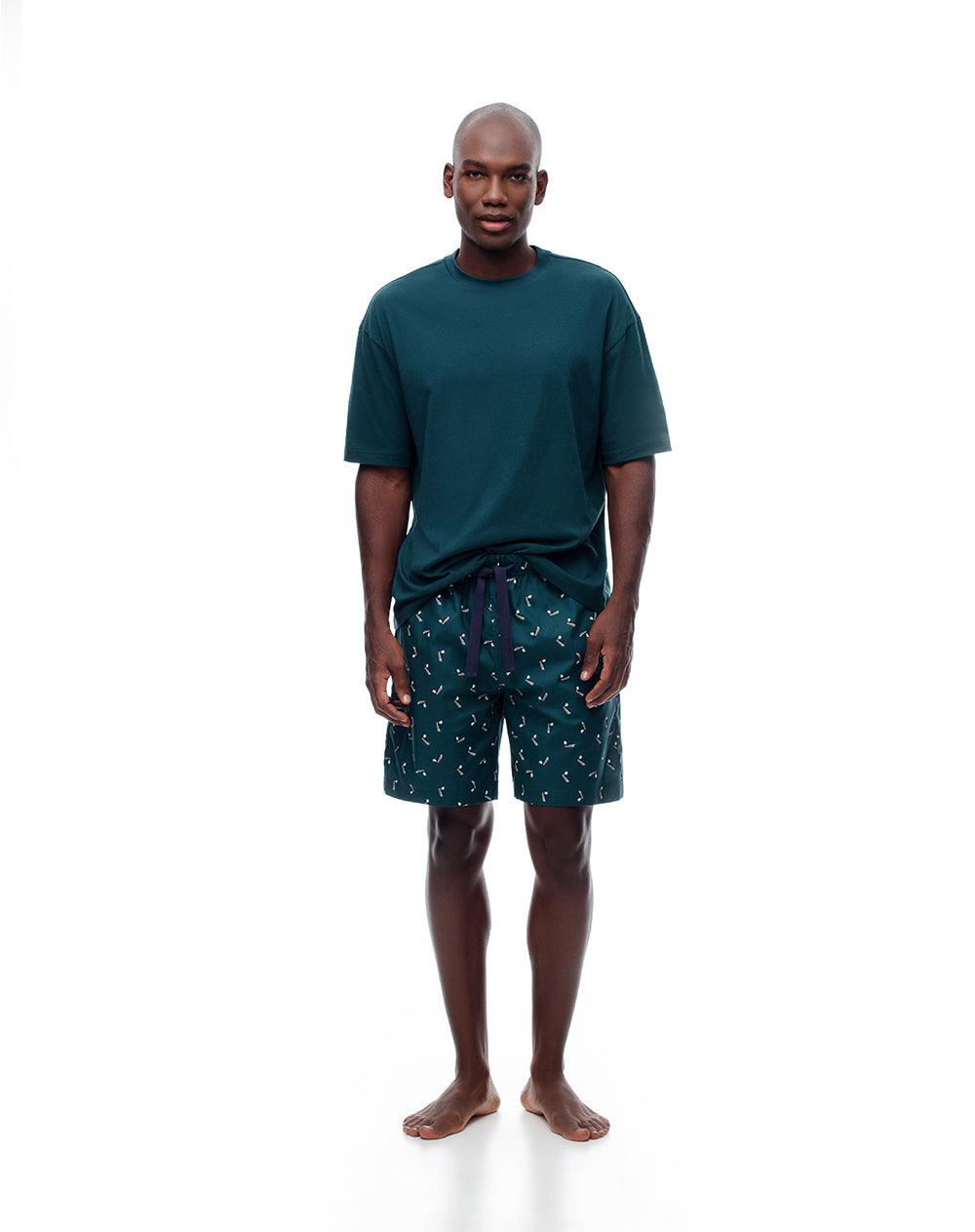 Bermuda regular fit verde estampada