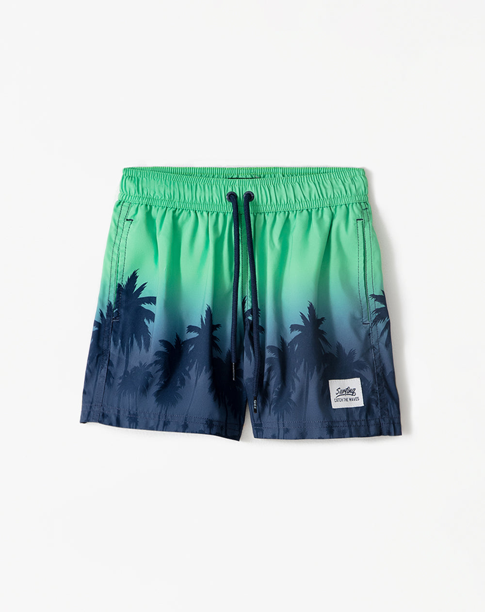 Pantaloneta de baño verde estampado