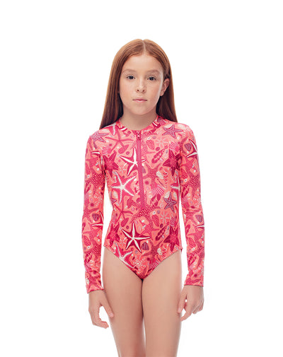 Vestido de baño manga larga estampado niño