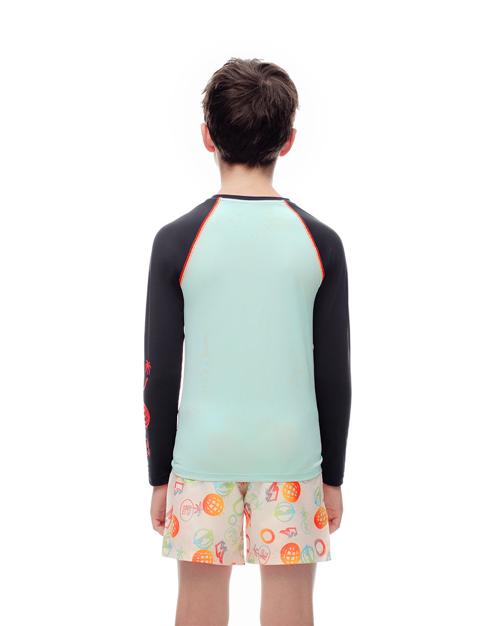 Camiseta regular fit manga larga azul bloques