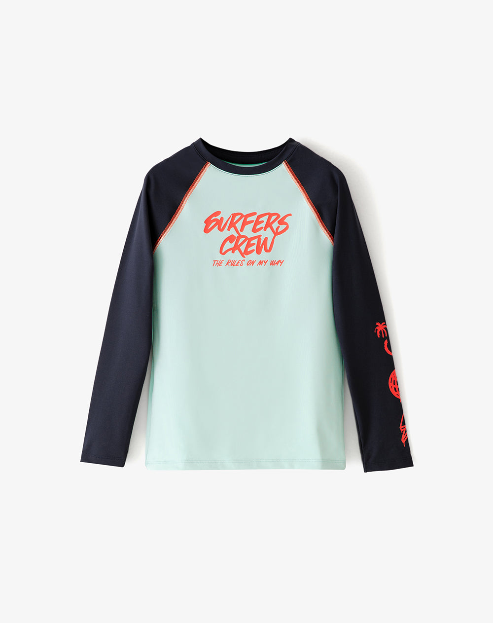 Camiseta regular fit manga larga azul bloques