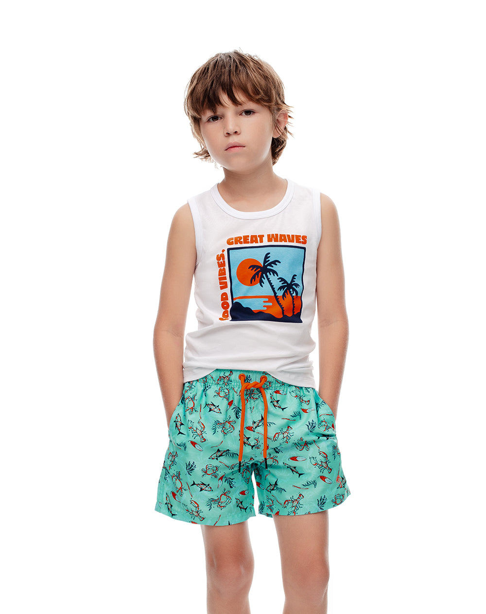 Pantaloneta verde estampado