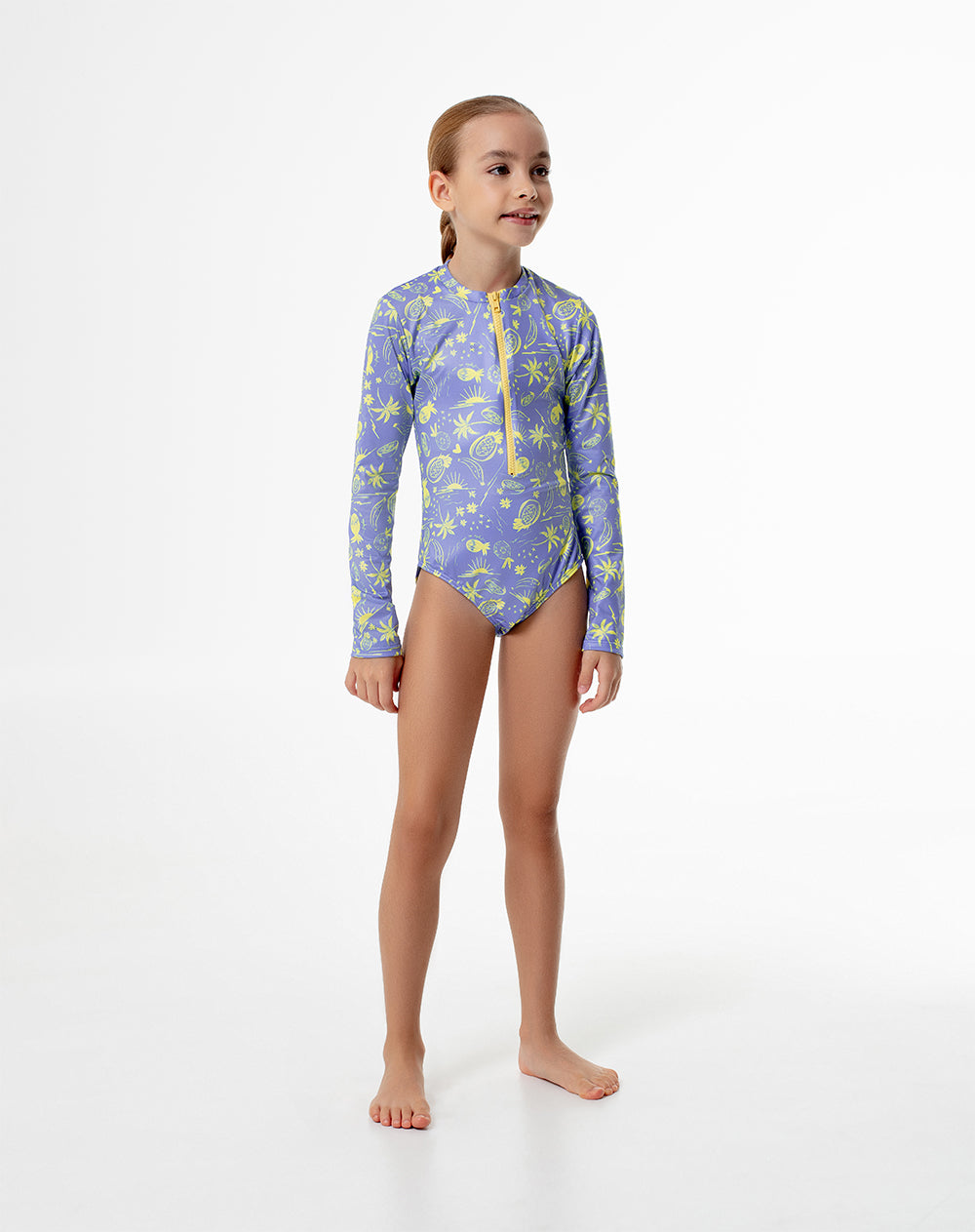 Vestido de baño azul estampado