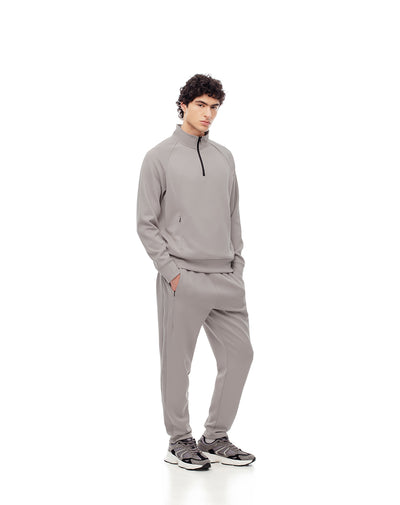 Jogger relaxed fit tiro medio taupe