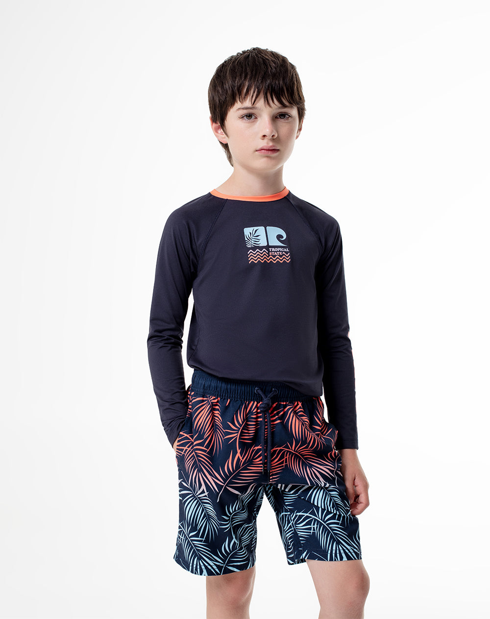 Pantaloneta azul estampado
