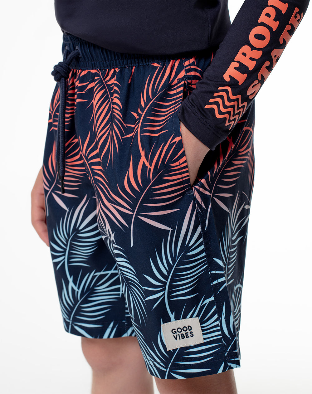 Pantaloneta azul estampado
