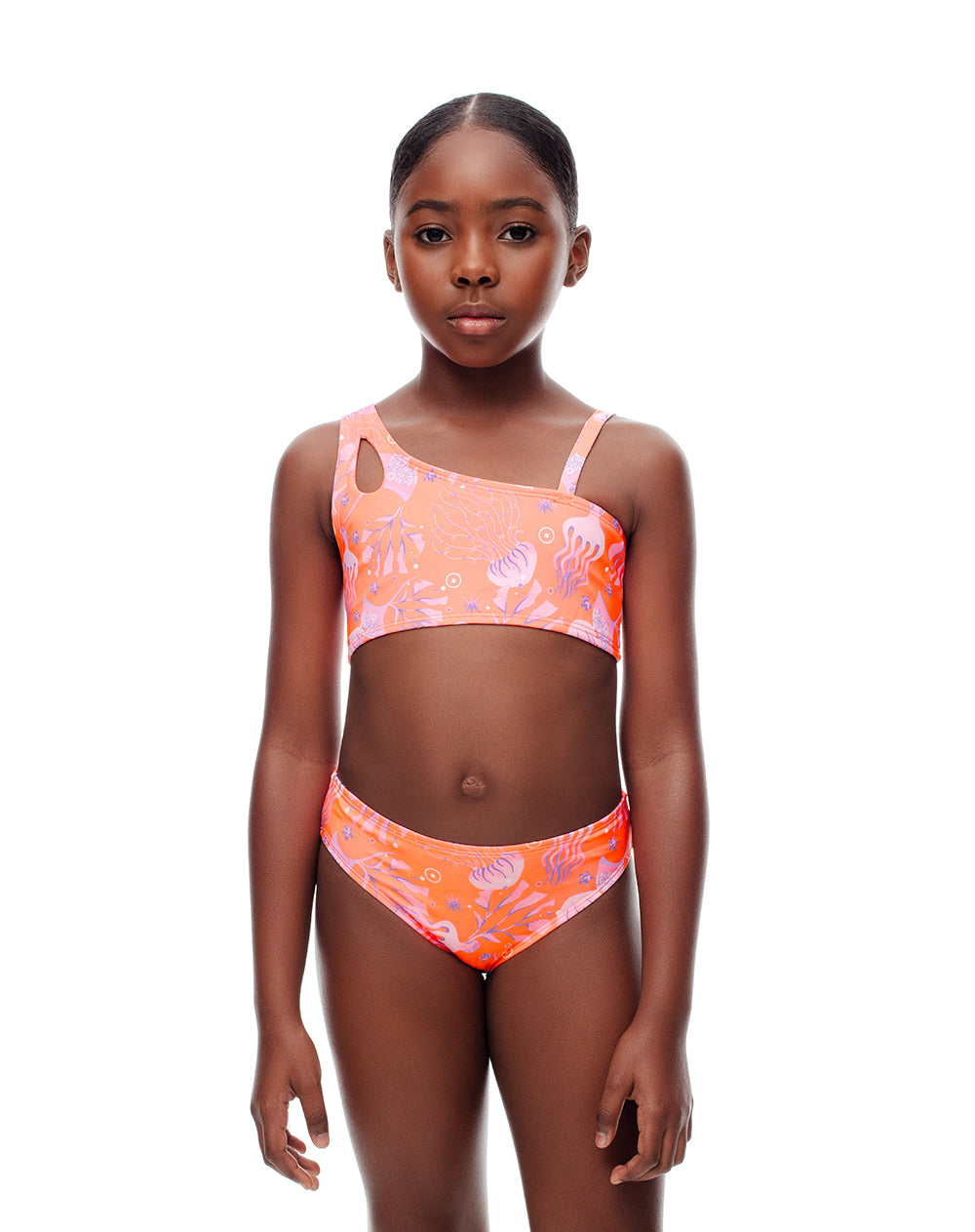 Vestido de baño naranja estampado