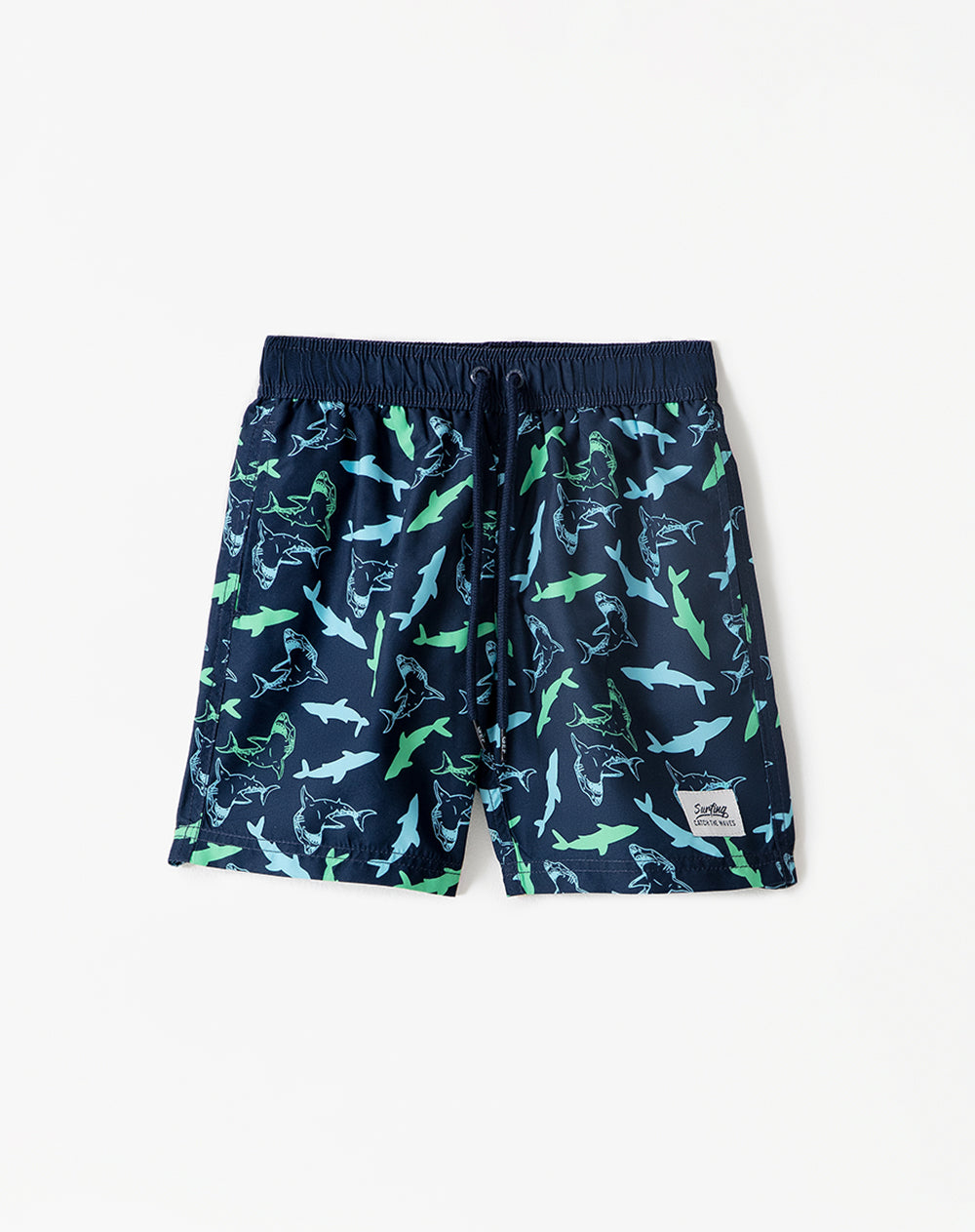 Pantaloneta de baño azul estampado