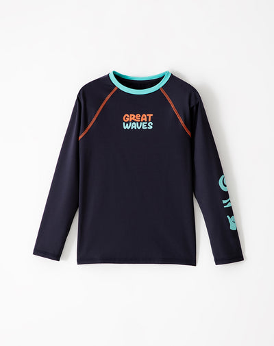 Camiseta regular fit manga larga azul