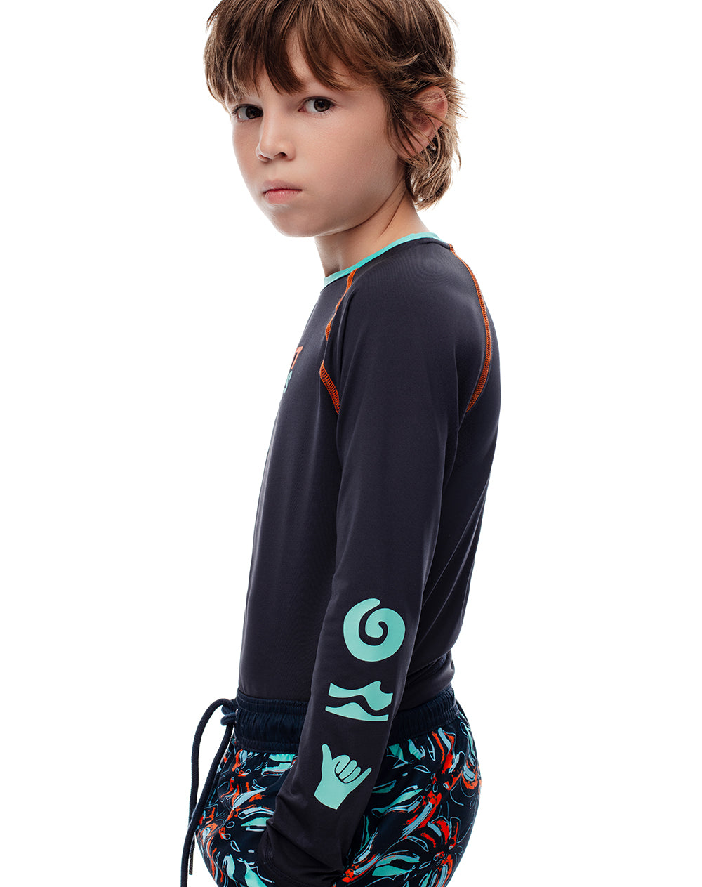 Camiseta regular fit manga larga azul