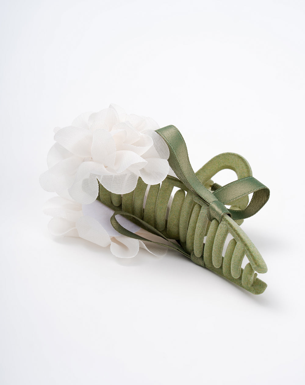 Pinza para el cabello con detalle floral verde mujer