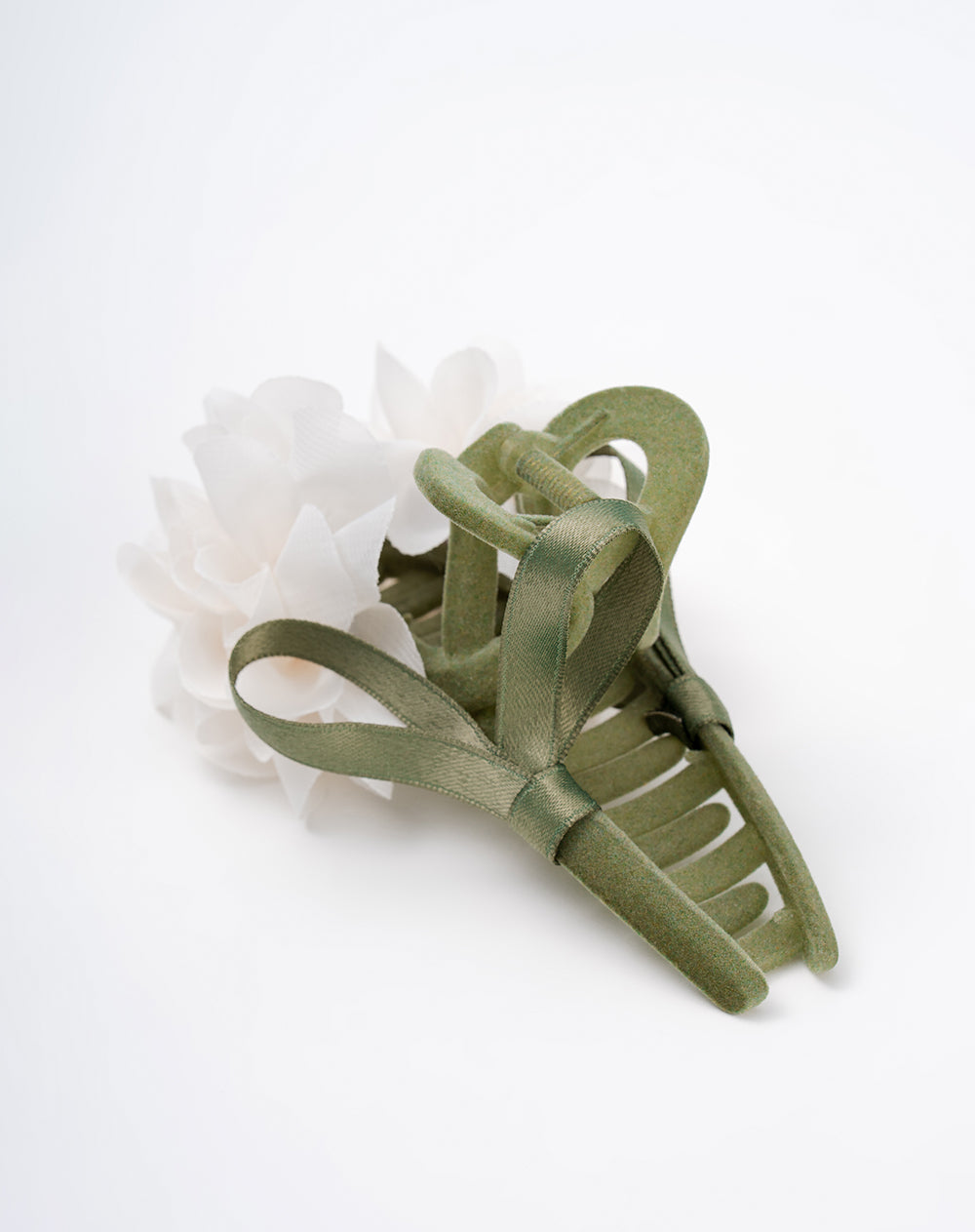 Pinza para el cabello con detalle floral verde mujer