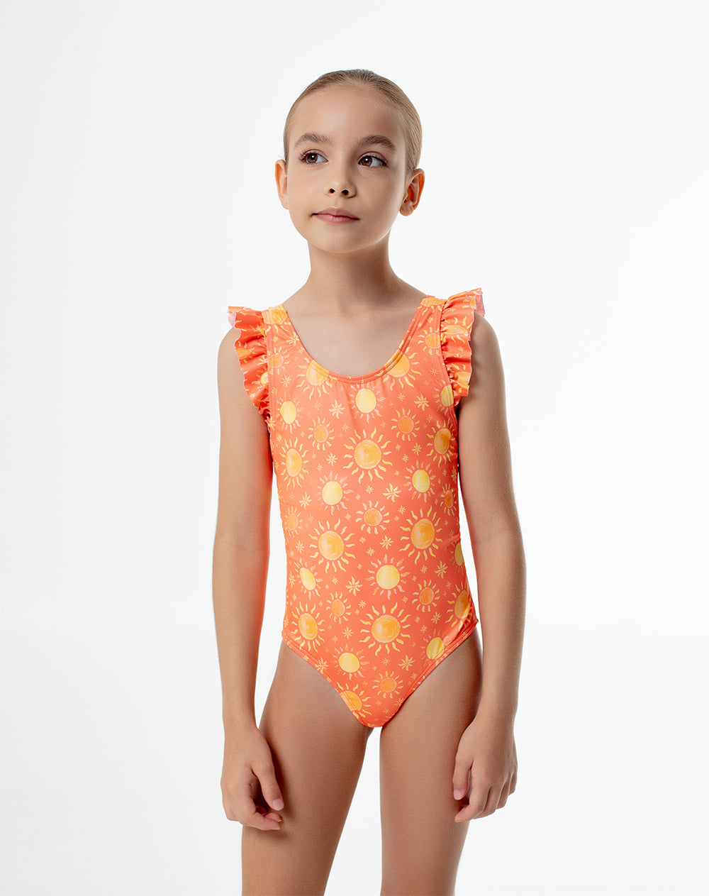 Vestido de baño naranja estampado