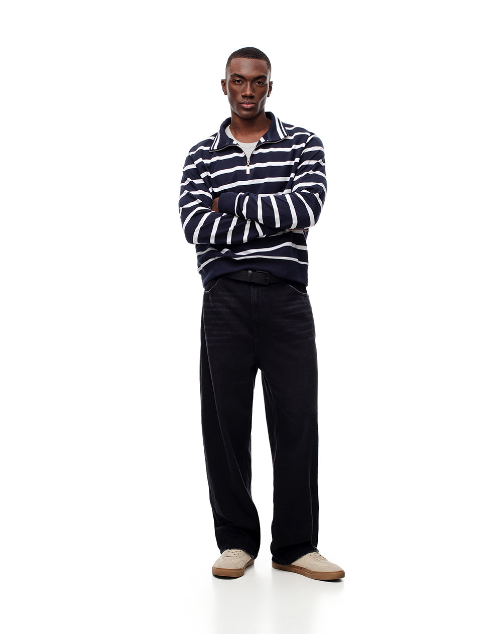 Buzo regular fit azul rayas