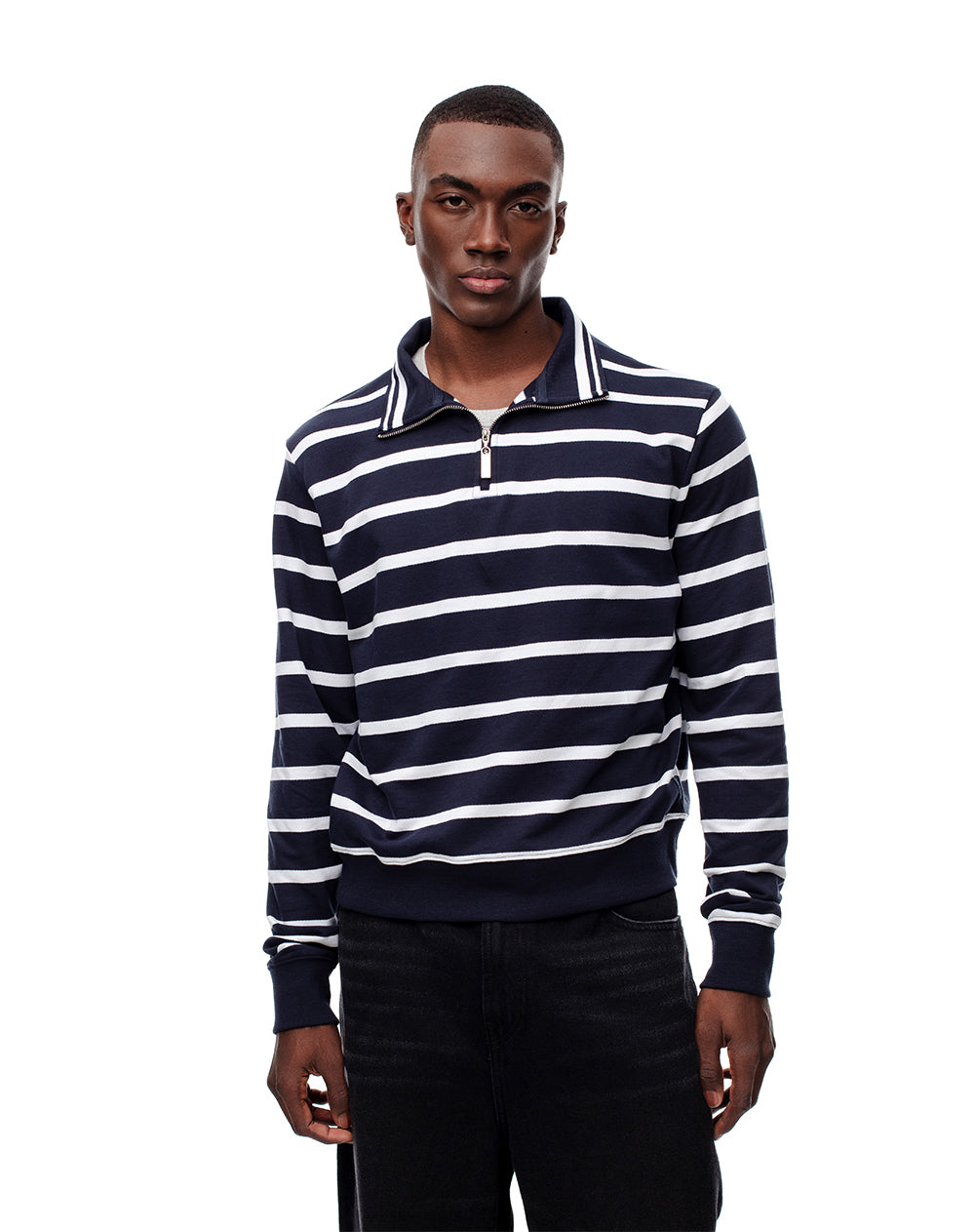 Buzo regular fit azul rayas
