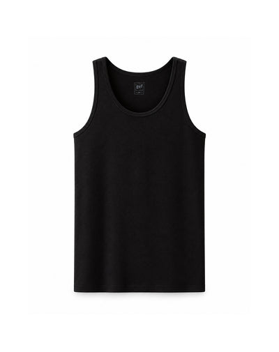 Camisilla slim algodón negra hombre